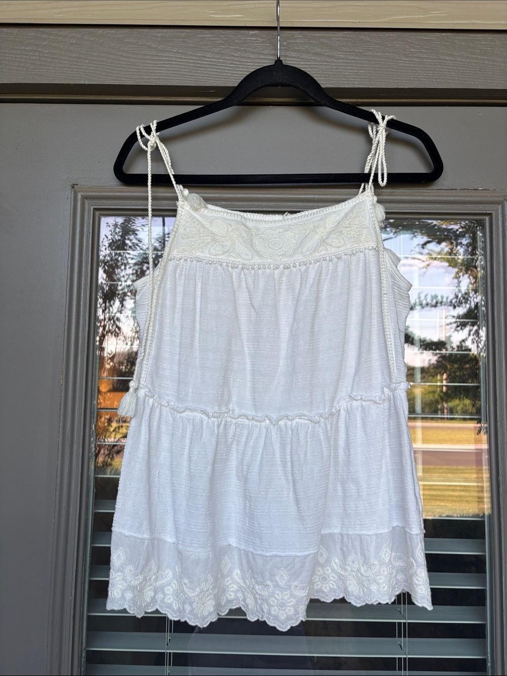 Anthropologie White Eyelet Peasant Tank